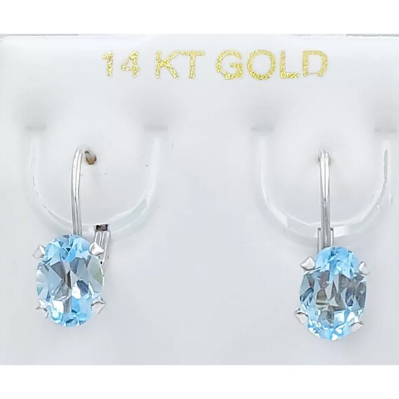 Genuine 1.90 Cts Aquamarine Dangling Earrings 14k White Gold